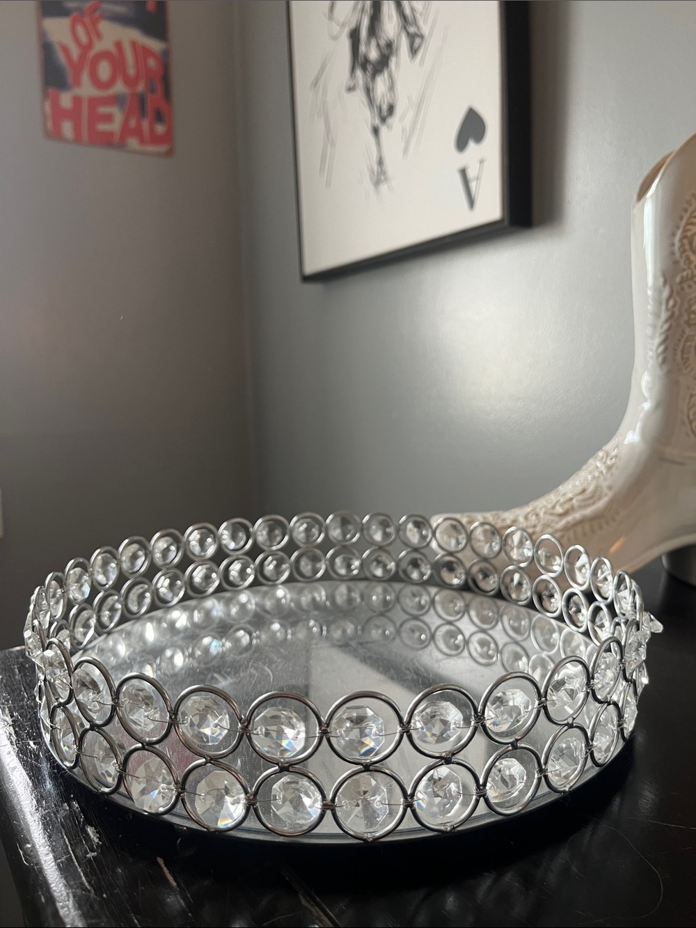 Amazon Silver Crystal Accent Tray